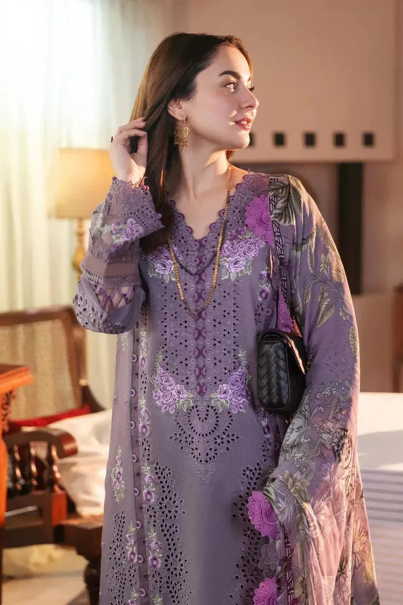 Lilac Embroidered 3-Piece Lawn Suit for Women